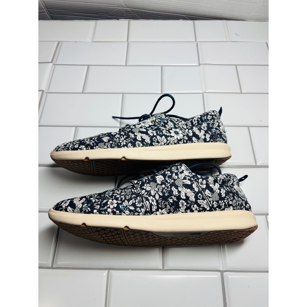 Toms Del ReyBlue White Floral Canvas Lace Up Low Top Sneakers Womens 8 - Picture 11 of 13